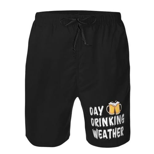 Day Drinking Weather Mens Swim Trunks Quick Dry Board Shorts,Breathable Fit Hawaii Beach Short Bathing Suits,4