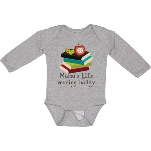 inktastic Mamas Little Reading Buddy Bookworm Long Sleeve Creeper
