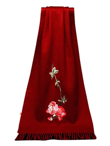 Écharpe en laine brodée main HangErFeng luxe pivoine fait main
