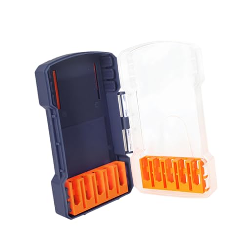 Ronyme Boîte de rangement pour forets avec séparateur amovible, portable, transparente, vide, pour tournevis, pour jardin, maison, camion, Bleu