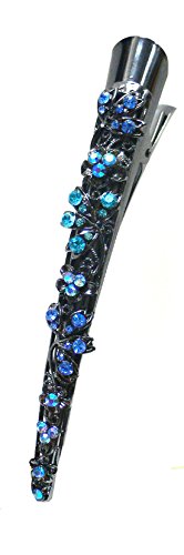 Crystal Alligator Clip Duck Bill Hair Clip Long Beak Clip Sparkly Crystals YY86110-1aquaBlue