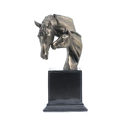 Veronese Design Collection, Hand Painted Mare And Puppy Bust Figure, 20X14X27,5 Cm Hard Polyresin (Marble Powder Mix) Trinket Figure