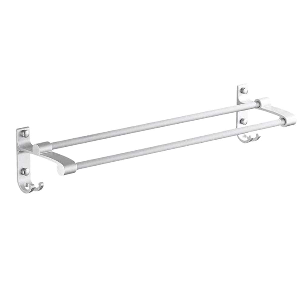 Wieszak na ręczniki Nowoczesny Wieszak Na Ręczniki Naścienny Podwójny Z 2 Haczykami Zewnętrzna Łazienka Lub Kuchnia Do łazienki(48cm)