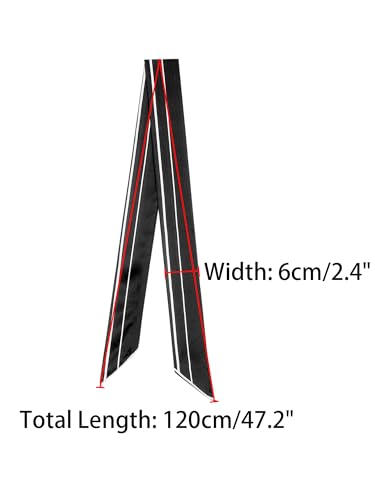 Women Striped Skinny Long Scarves, Contrast Color Satin Silky Neck Scarf Neckerchief Ribbon Hair Band3
