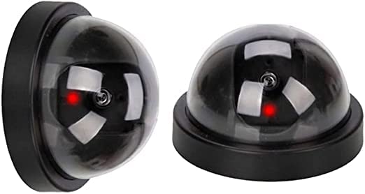 SMARTCAM� Portable Plastic Dummy Fake Wired Security CCTV Dome Camera with Flashing Red LED Light Ideal for Home and Office (Black, Pack of 2)