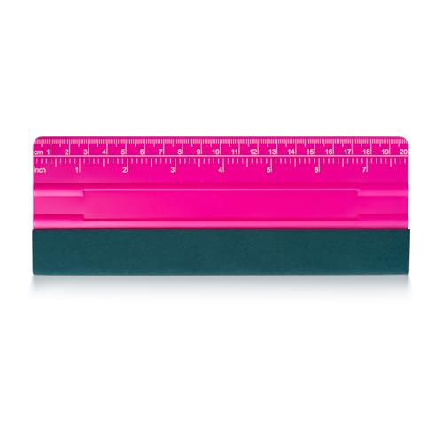 Image of FOSHIO Professional Squeegee for Vinyl, Decals, Sticker Paper, Wallpaper, Window Film, Craft, Suede Felt Squeegee Smoothing Tool with Ruler, Pink (8 inches)