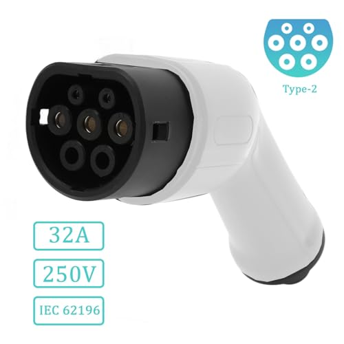 Wtyczka ładowania EV 32A AC 250V Zestaw Adaptera ładowania EV Wtyczka Typu 2 Stopień Ochrony IP54 Certyfikat CE TUV IEC dla Pojazdu Energetycznego (Biały)