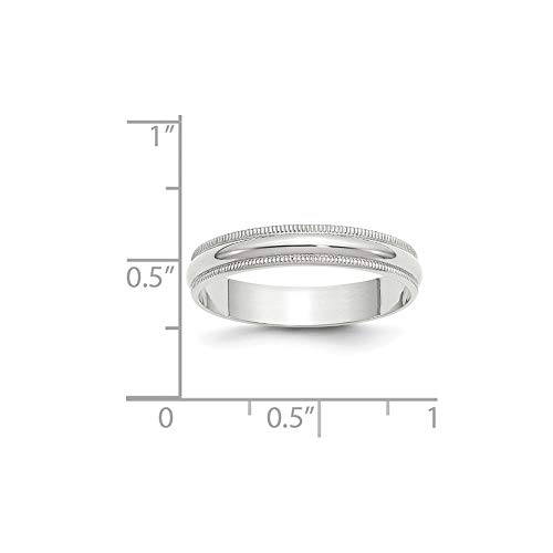 Roy Rose Jewelry 10K White Gold 4mm Milgrain Half Round Wedding Band Ring Sizes 4 to 143