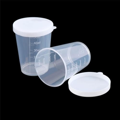 10 vasos medidores plásticos de 50 ml con tapa miniatura 4