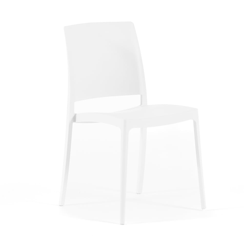 SIEDITI FUORI E DENTRO Sillas jardín de Resina con Fibra de Vidrio para Exterior, terraza o Interior, sillas apilables de diseño y Resistentes - Maria (6 Sillas, Blanco)