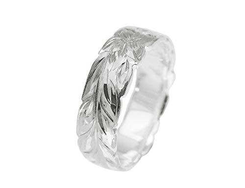 925 sterling silver Hawaiian maile leaf cut out edge band ring size 3-14