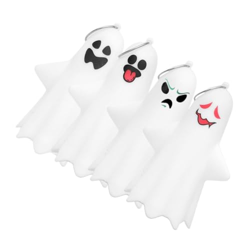 ULTECHNOVO 4Pcs LED Glowing Ghost Figurine Hanging Decor Playful Halloween Ghost Decorations for Indoor Use for Home Office Cafe Party Celebrations