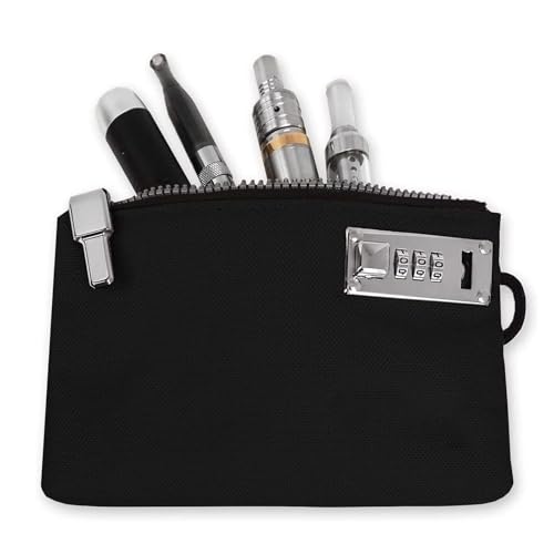 Lockable Money Purse Card Holder with Combination Lock, Portable Mens Wallet Compact Locking Bank Bag Money Pouch for Phones Keys 8.11x5.24x0.79inch- Black4