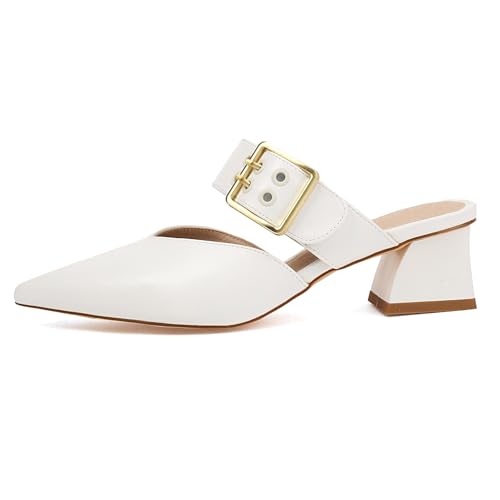 Gicoiz Pointed Toe Slippers Women Block Heel Mules