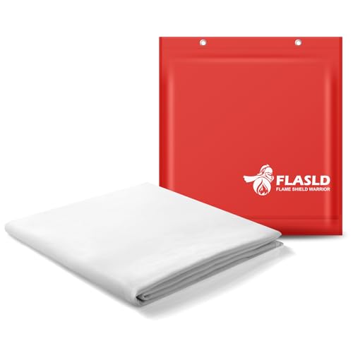 Image of FLASLD Fireproof Welding Blanket for Home and Kitchen, 10 ft x 10 ft Fiberglass Fire Blankets Emergency for People, Flame Retardant Protection and Heat Insulation