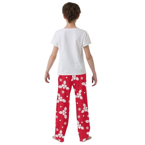 Boys' Pants Christmas Berries Red Holiday Long Bottoms Jogger Pants Elastic Waist Trousers with Pockets S-XL3