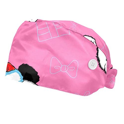 Chapeaux de travail Panda Rose couvre-chef unisexe casquette cuisine lot de 2