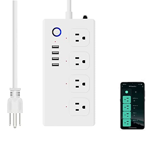XENON Smart Power Strip - Surge Protector with 4 Individually Controlled AC outlets and 4 USB Ports,Compatible with Alexa and Google Home,5ft Extension Cord,No Hub Required,ETL Listed,10A