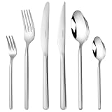 Deleca Set di posate in acciaio inox argentato, per 6 persone, 36 pezzi, lavabili in lavastoviglie, per 6 persone, posate da tavola, posate argentate, coltelli, forchette, cucchiai, posate in acciaio