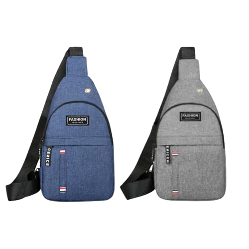 Mini Mochila Pochete Bolsa Tiracolo Transversal Ombro Masculina Feminina Saída Fone de Ouvido Impermeavel Shoulder Bag Academia Esportiva. (1 Cinza/ 1 Azul Marinho)