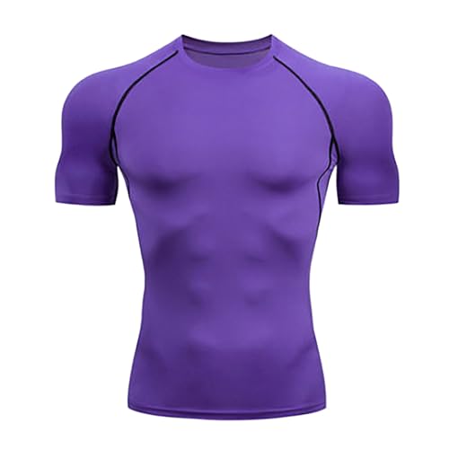 Maglietta Compressione Uomo Traspirante, Maglia Termica Calcio Uomo, Unisex Intimo Termico Magliette Uomo Manica Corta Traspirante Abbigliamento Termico Senza Cuciture per Ciclismo Running