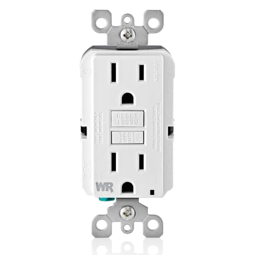 Leviton Slim GFCI Weather-Resistant Outlet, 15 Amp, GFWR1-W, White