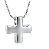GMLRTOSPT Collar con Colgante de cremación en Forma de Cruz de Acero Inoxidable 316L, urna Conmemorativa para Cenizas de Mascotas, joyería Conmemorativa Plateada.