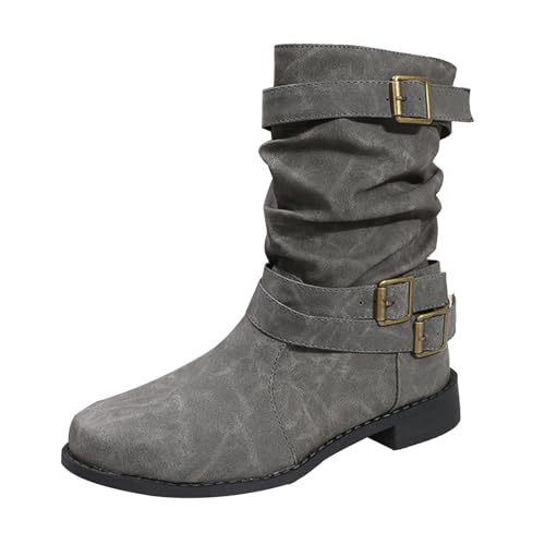 Bottes d'hiver en daim chaudes pour femme chaussures grises talon haut 39.5