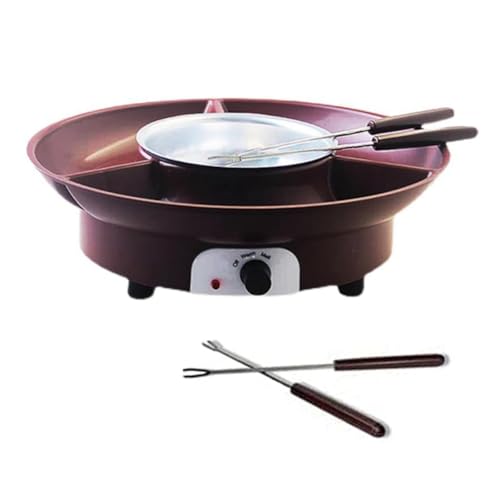 Asyduey Juego de Ollas para Fondue, MáQuina EléCtrica para Hacer Fondue de Chocolate con 4 Tenedores, Kit de MáQuina para Fundir Queso, Control de Temperatura. Enchufe Europeo