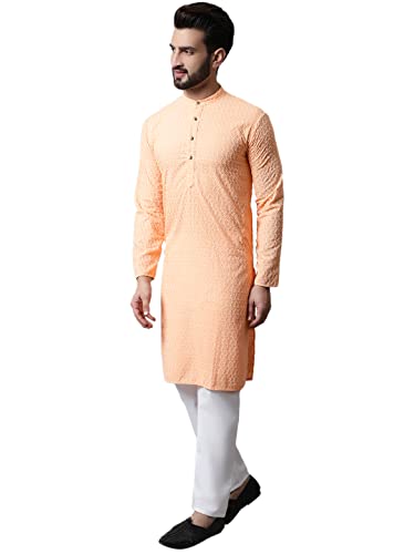 Image of Jompers Men's Regular Fit Cotton Embroidered Kurta Set