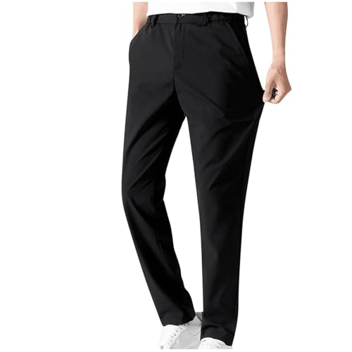 Men's Lightweight Dress Pants Elastic Waist Casual Classic Stretch Flat Front Trousers 2025 Formal Work Business Pants