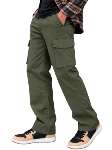 Image of Leriya Fashion Men's Loose Low-Rise Baggy Cargo Pants - Cotton Trousers with Adjustable Drawstring Waist - Casual Streetwear Utility Cargos | Men Relaxed Fit Pants Relaxed Fit Pant