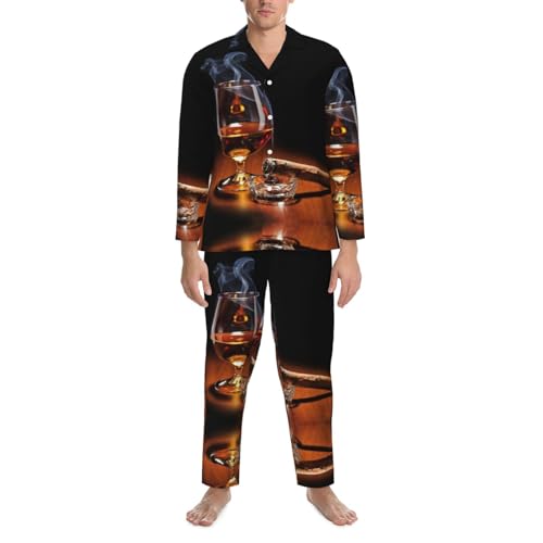 Amazwi Farm Tractor Pajamas Set For Men Homewear Set Button Down V-Neck Long Sleeve Tops And Pajama Pants Sleepwear4