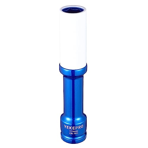 YEKEPRO 17mm 6' Extra-long Thin Wall Wheel Protector Impact Deep Socket Set, Non-Marring Lug Nut Socket Set, 6 Point, W12003A-17