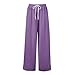 Women Summer Boho Palazzo Flowy Pants 2026 High Waist Wide Leg Floral Casual Trendy Beach Lounge Trousers with Pockets（1-Purple,XX-Large）