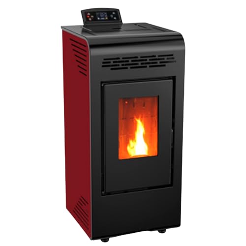 EIDER BIOMASA – Estufa de Pellets Power 9 Plus – 8,99 kW – Rendimiento 94% – Compacta 91x44x43 cm – Tolva 15 kg – Calienta hasta 180 m³ – Consumo 1,09–1,66 kg/h – Clase A+