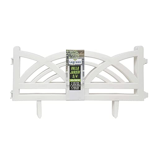 THE SECRET HOME - Valla para Jardín a Piezas – Set de 4 Piezas – Alto. 30 cm x Largo. 60 cm - Color Blanco - Decoración y Protección para Jardín, Piscina, Terraza – Modelo 3
