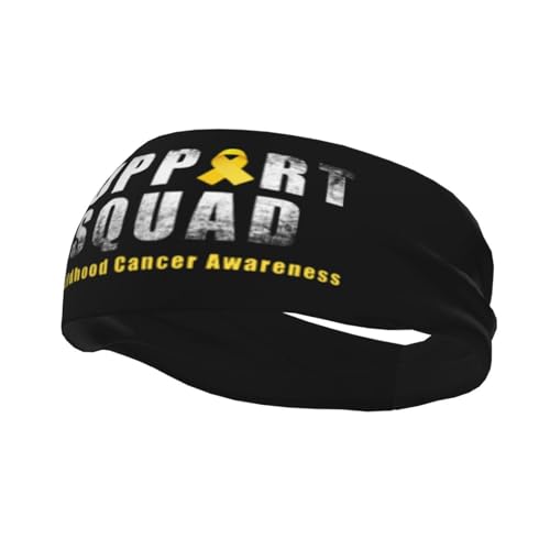 Childhood Cancer Warrior Support Squad Adjustable Sports Headband Moisture-Wicking Sweatband for Running & Workout