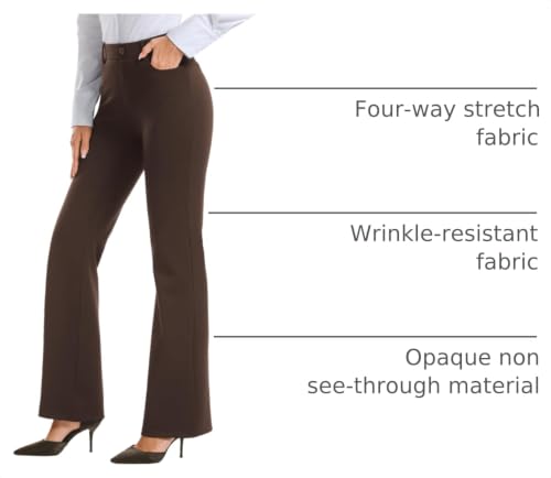 Image of Stelle Women 28 inch /30 inch / 32 inch Bootcut Dress Pants Business Casual Work Pants with Pockets Pull On Regular Slacks for Office