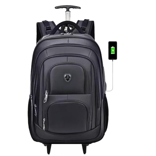 Mochila com Rodinhas carrinho,USB, 50 litros grande capacidade, refor?ada ideal esscolar, trabalho e viagens, compartimento para notebook