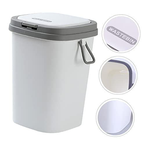 Caneca de basura rectangular con tapa gris claro miniatura 6