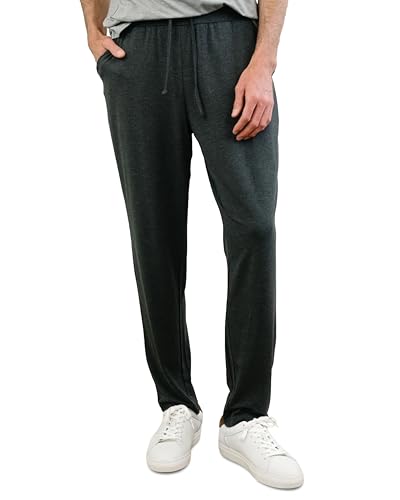 Cozy Earth Men’s Stretch-Knit Pajama Pants with Elastic Drawstring Waist & Side Pockets