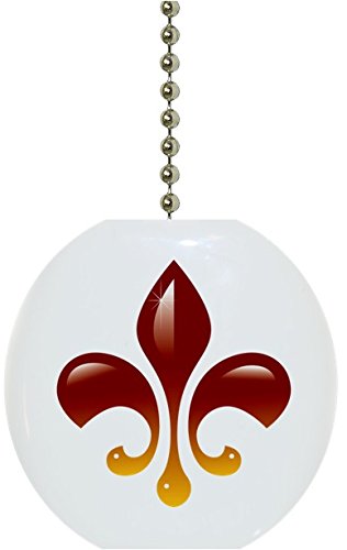 Image of Red and Yellow Fleur de Lis Solid Ceramic Fan Pull