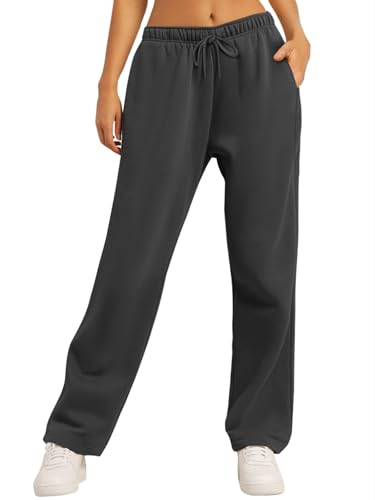 Image of AUTOMET Women's Straight Leg Sweatpants Fleece Lounge Pants | Fall Athletic Joggers with Pockets,Lightweight Soft Sweat Pants, Casual Gym Workout Pants