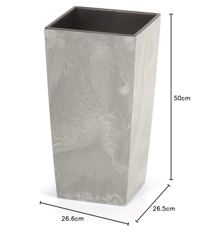 Miniatura 4 de Prosperplast Urbi Square - Maceta De Hormigón 265 Mm , Diseño De Hormigón 2 En 1, Incluye Maceta De Plástico Rectangular