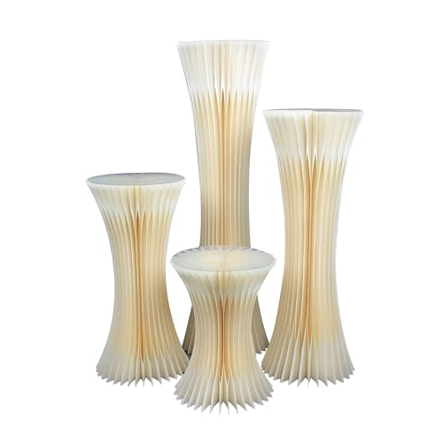 Supports cylindriques pour fetes en papier lot de 5 colonnes pliables pour decoration couleur H