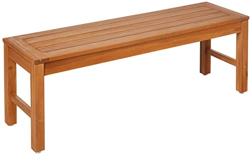 Amazon Aware FSC Certified Outdoor Bench with Cushion, Acacia Wood, Natural Finish