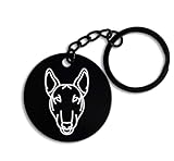 Diámetro de la chapa: 4 cm. ENTROPIJA Bull Terrier Dog Cute Face Redondo Llavero Colgante Acero Negro