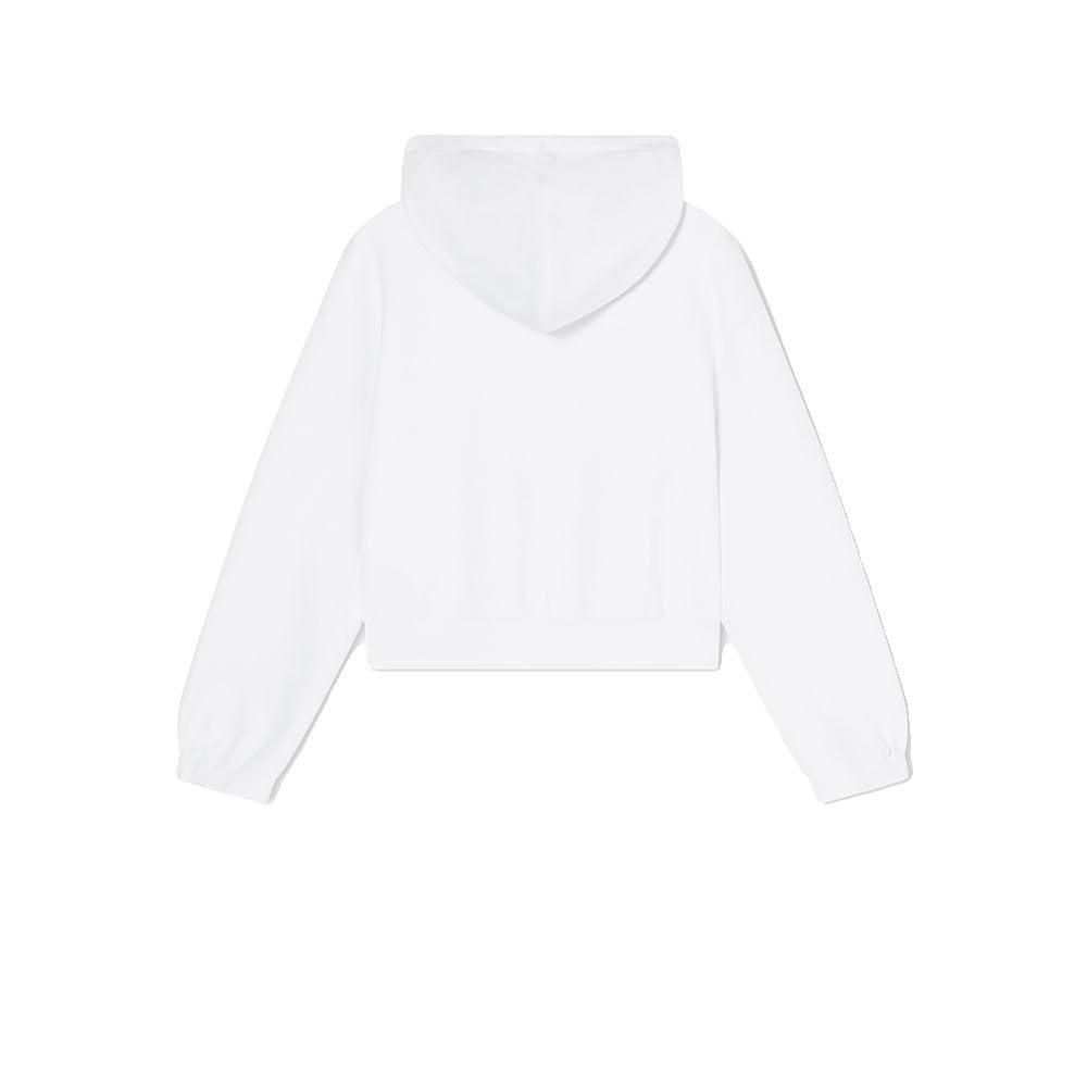 Armani Exchange Embroiderd Logo Patch, Drawstring, Hooded Monochrome Felpa con Cappuccio Donna