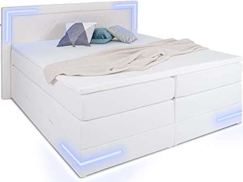 wonello Boxspringbett 180x200 mit Bettkasten und LED-Beleuchtung -...